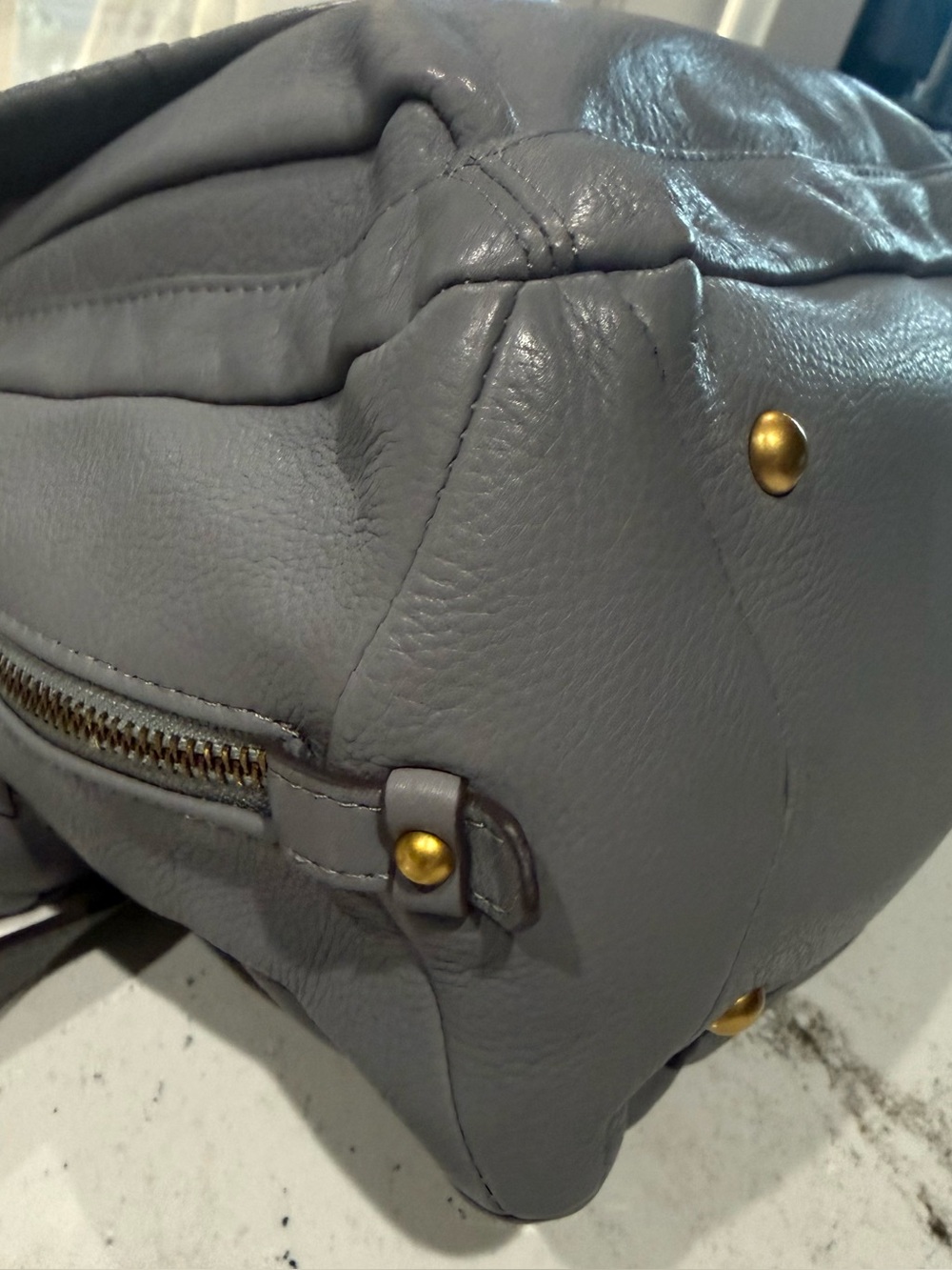 Aimee Kestenberg Gray Leather Braided Shoulder Bag with Gold Hardware - Picture 5 of 16